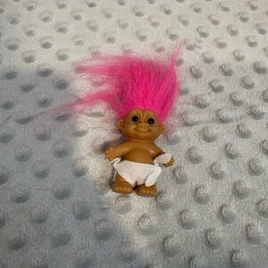 Russ Troll Doll with Bright Pink Hair and White Outfit